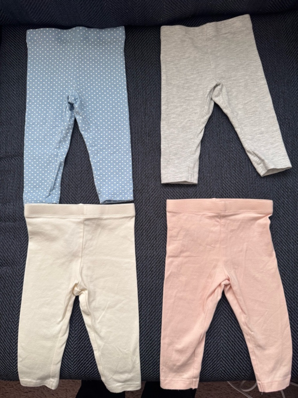 BUNDLE Primark Baby Stretch Leggings - Light Blue Polka Dot, Gray, Cream, Pink